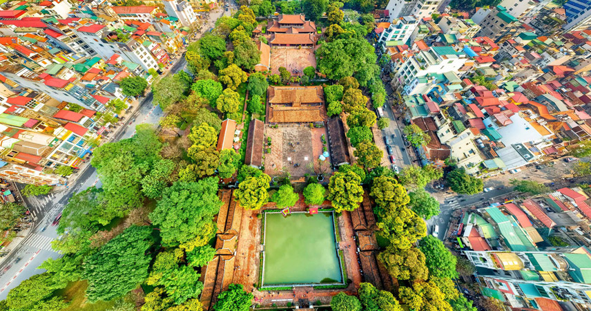 Overview Temple of Literature Hanoi from above