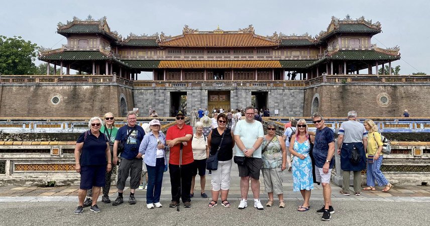 Tourists explore the Imperial Citadel in Hue