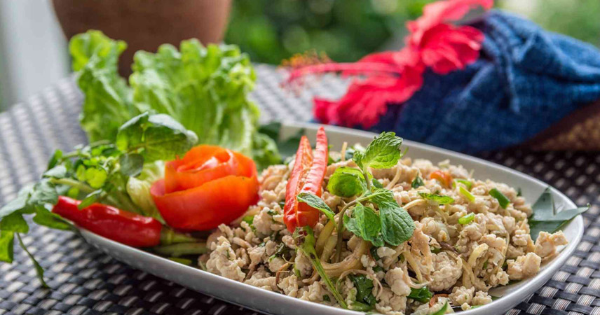 Delicious larb in the Bolaven Plateau